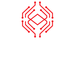 Logo vermelha com com o nome Marcus Natrielli em branco